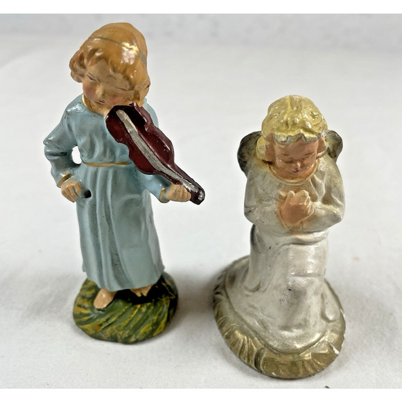 Vintage Chalkware Plaster Nativity Figures Figurines x7 Italy 1950s Christmas - Picture 9 of 11